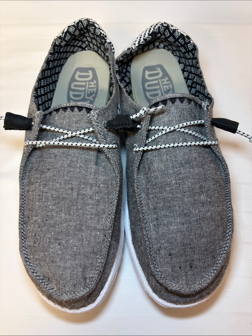 Hey Dude “Wendy” chambray woven casual grey slip on shoes women’s size 10